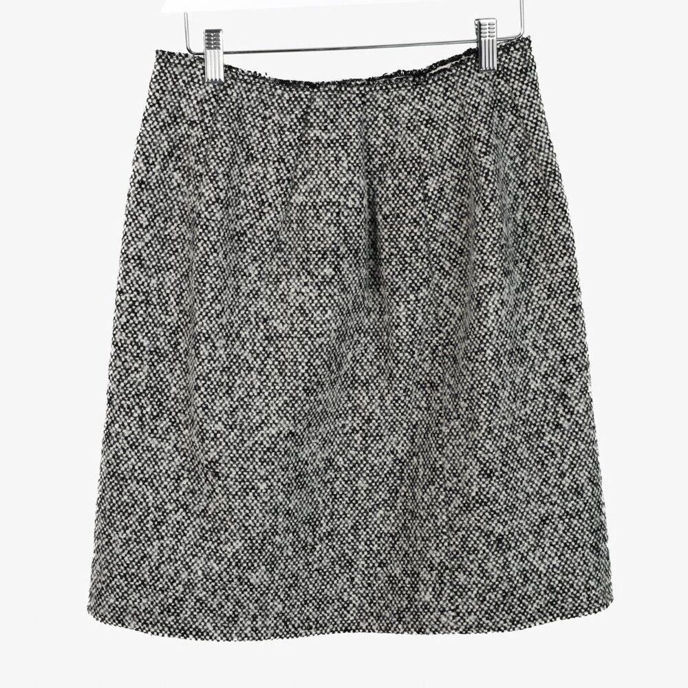 Prada Miu Miu Black White Wool Tweed Wrap Skirt